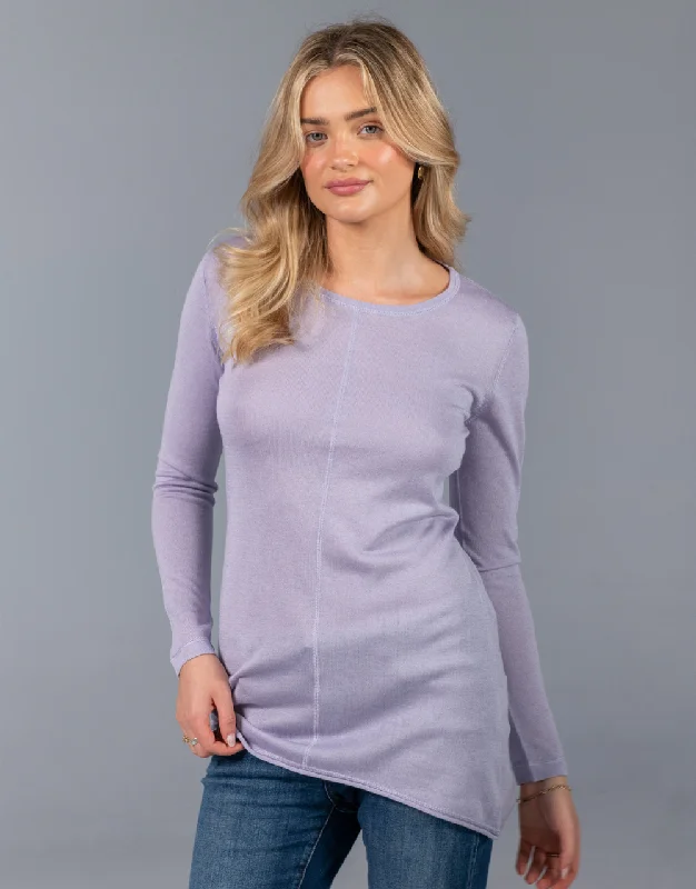 Ultrafine Long Sweater in Lila Blush Satin Fabric Silk Fabric Chiffon Fabric
