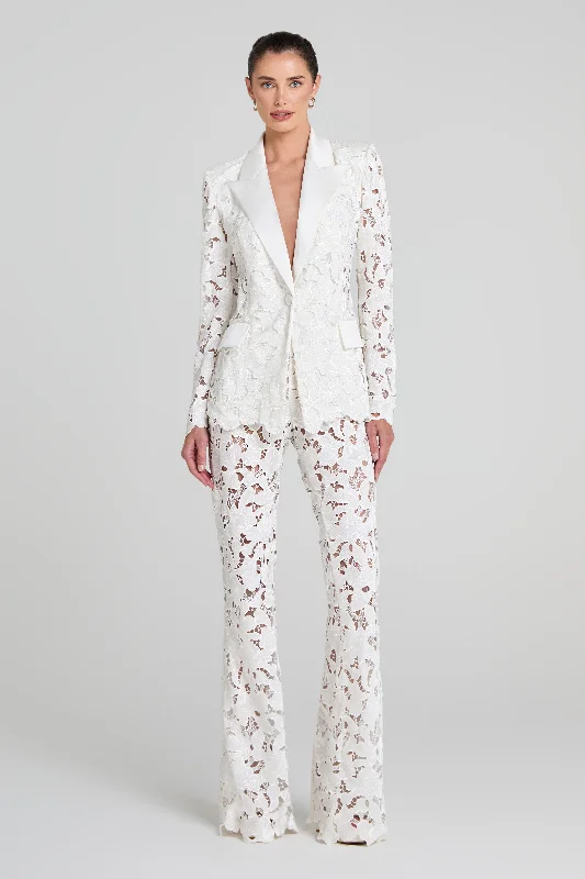 Valia White Trousers Chinos Cotton Straight Leg