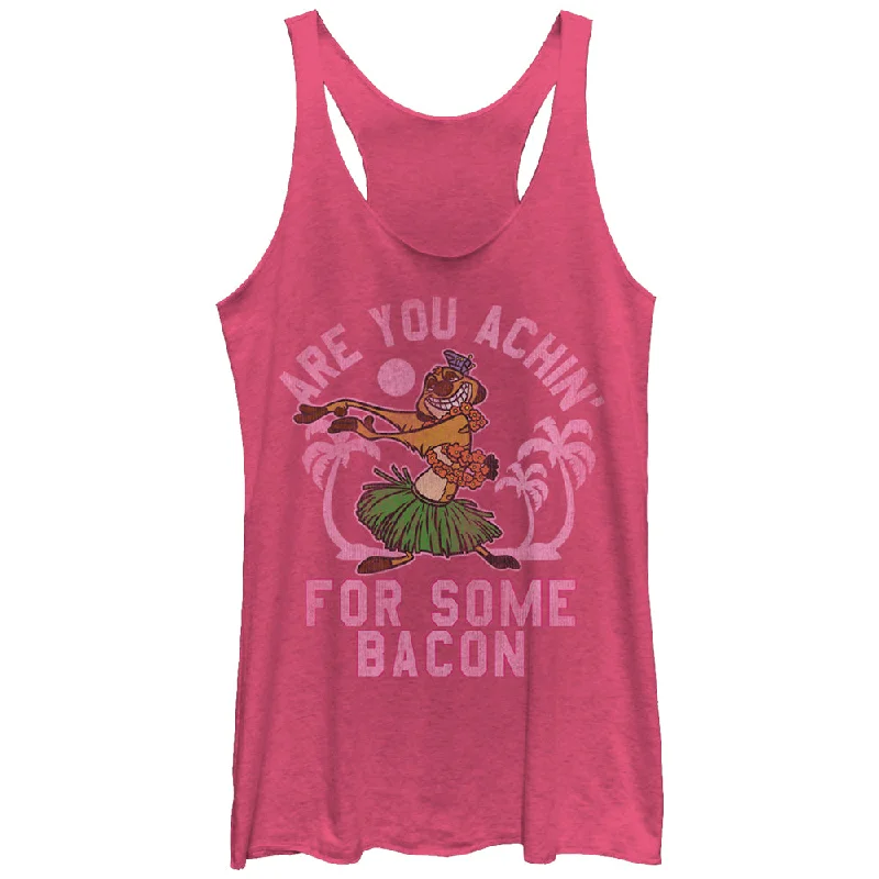 Women's Lion King Timon Achin' for Bacon Racerback Tank Top flirty tank top