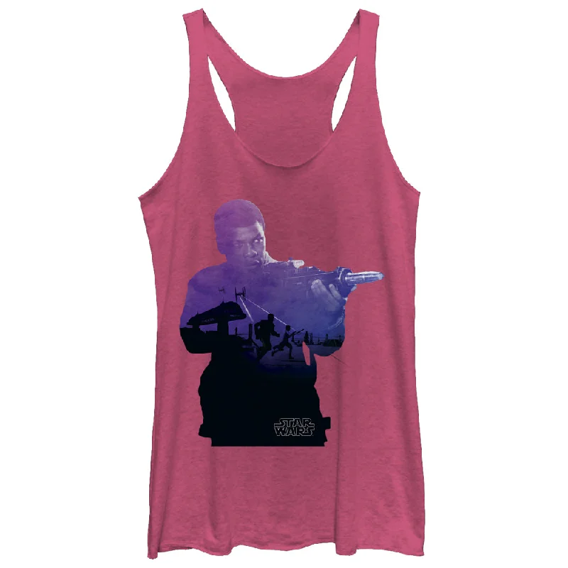 Women's Star Wars The Force Awakens Finn Gradient Racerback Tank Top lace back tank