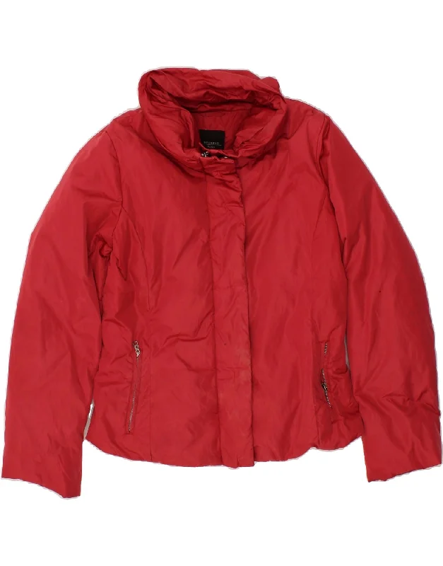 MAX MARA Womens Padded Jacket UK14 Large Red Front Pockets Side Pockets Patch Pockets