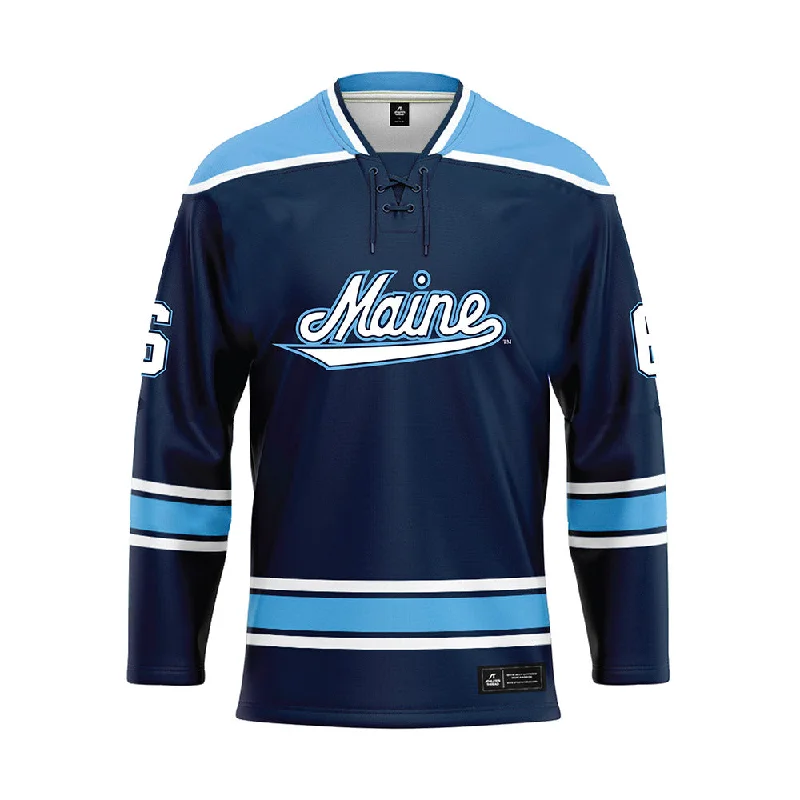Maine - NCAA Women's Ice Hockey : Gracie Hanson - Blue Hockey Jersey Casual Jersey Blouse Maine - NCAA Women's Ice Hockey : Gracie Hanson - Blue Hockey Jersey Casual Jersey Blouse
