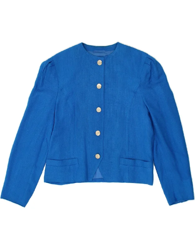 VINTAGE Womens 5 Button Blazer Jacket UK 14 Medium Blue Herringbone Jacket Houndstooth Jacket Plaid Jacket VINTAGE Womens 5 Button Blazer Jacket UK 14 Medium Blue Herringbone Jacket Houndstooth Jacket Plaid Jacket