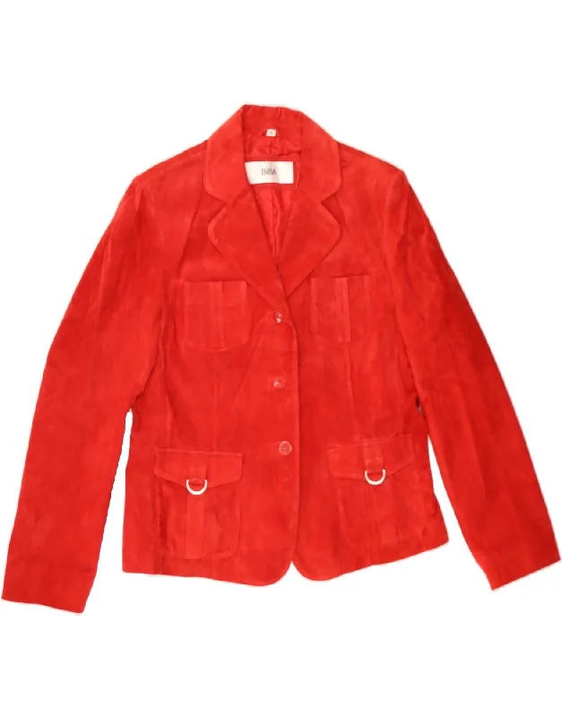 BIBA Womens Suede 3 Button Blazer Jacket EU 40 Medium Red Suede Chenille Fabric Brocade Fabric Lace Fabric BIBA Womens Suede 3 Button Blazer Jacket EU 40 Medium Red Suede Chenille Fabric Brocade Fabric Lace Fabric