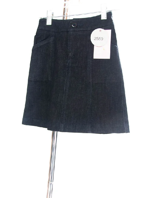 #2559 Sale Rack Item / Short Corneado Skirt / Girls Size 5 / Dark Denim Stretch button skirt front