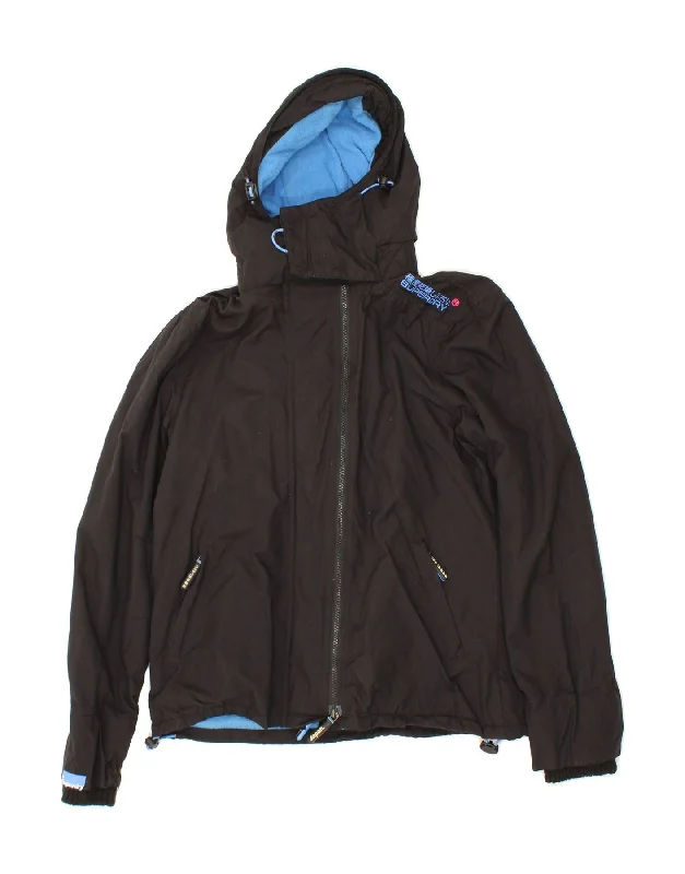 SUPERDRY Womens Hooded Windbreaker Jacket UK 16 Large Black Nylon Lace Jacket Ribbed Jacket Sequined Jacket SUPERDRY Womens Hooded Windbreaker Jacket UK 16 Large Black Nylon Lace Jacket Ribbed Jacket Sequined Jacket