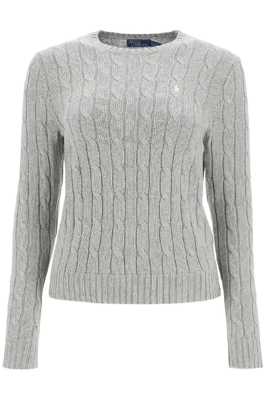 cable knit cotton sweater 211943903001 FAWN GREY HEATHER Tailored Straight A-Line