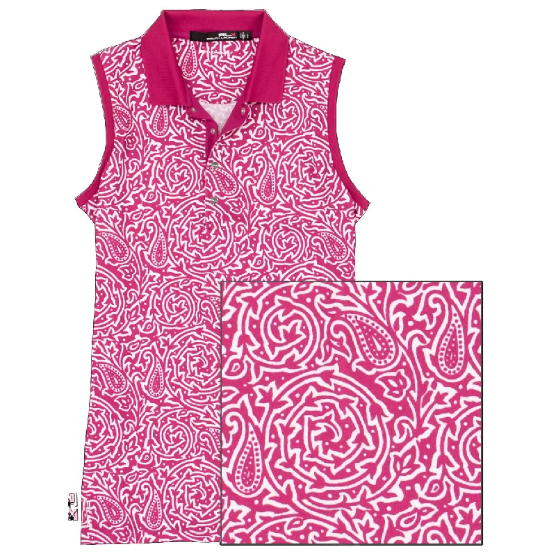 RLX Ralph Lauren Printed Airflow Jersey Aruba Pink Womens Golf Polo Stylish Jersey Top RLX Ralph Lauren Printed Airflow Jersey Aruba Pink Womens Golf Polo Stylish Jersey Top