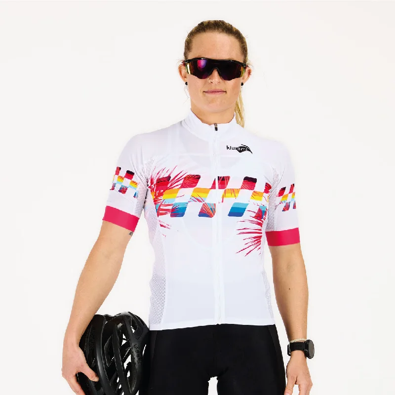 WOMEN'S CYCLING JERSEY FINISHER WHITE Off Shoulder Jersey Top