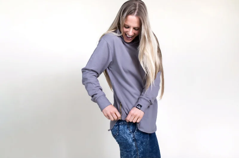 Koala Grey Swoop Hoodie Hoodie with Turtle Neck Cozy Winter