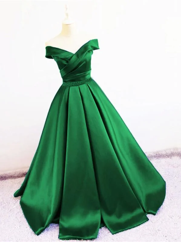 Sexy V Neck Off The Shoulder Satin Ball Gown Prom Dress Beaded Sashes Tunics Fashionable trendy