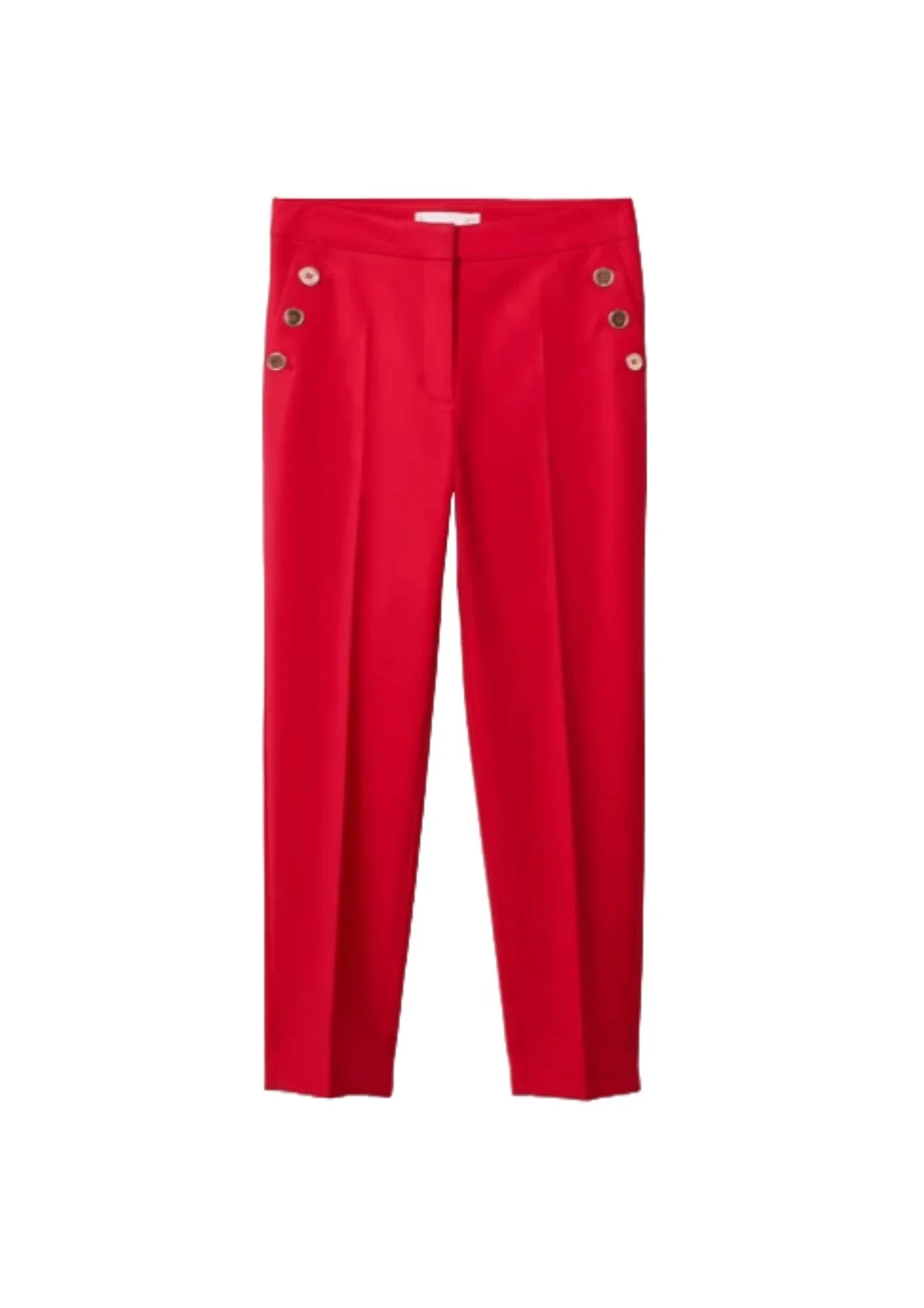 RED CROPPED BUTTON TROUSERS Trousers Favorite Customer