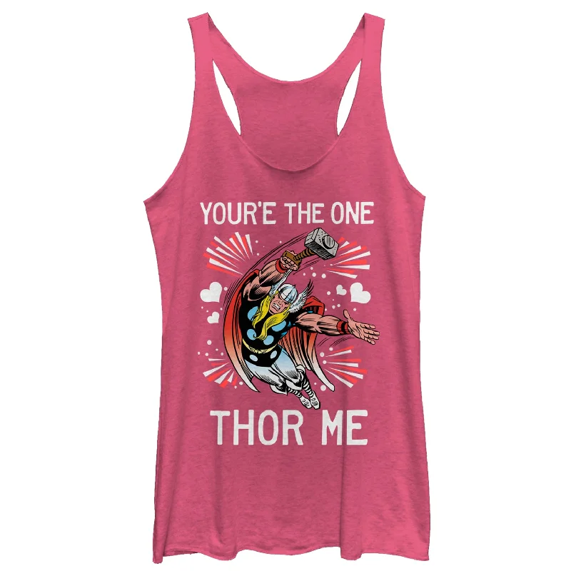 Women's Marvel Valentine You're the One Thor Me Racerback Tank Top spandex blend tank