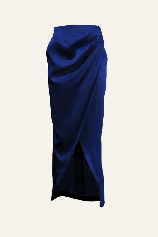 Carapace Overlap Skirt in Royal Blue wool skirt sturdy