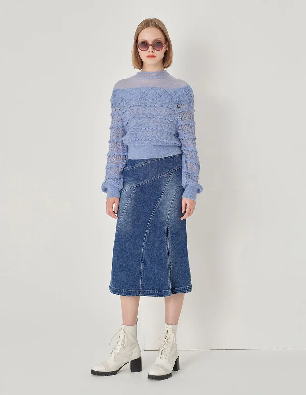 Maryling Violet Mohair Sweater Glossy Satin Silk