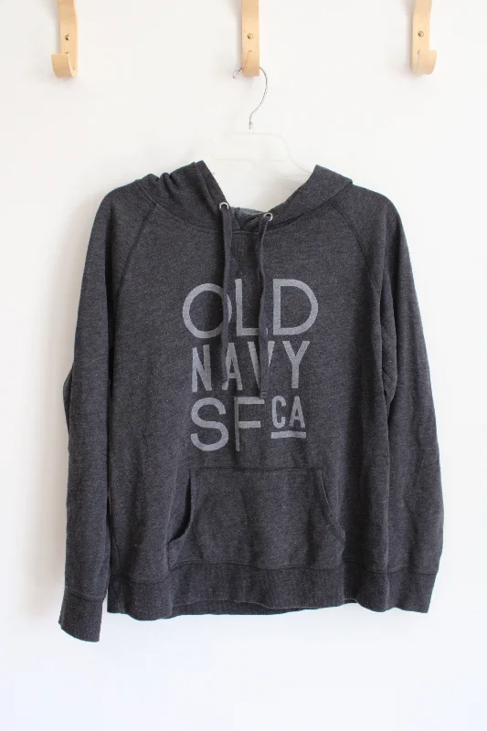 Old Navy Gray San Francisco CA Hoodie | L Hoodie with Rolled Sleeves Casual Relaxed