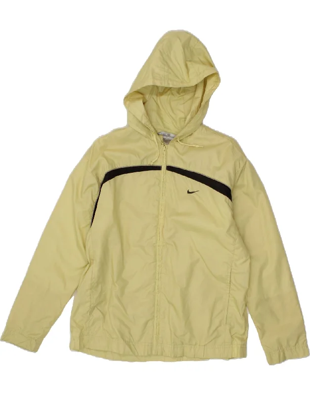 NIKE Womens Hooded Rain Jacket US 4/6 Small Yellow Polyester Oversized Jacket Tailored Jacket Straight Jacket NIKE Womens Hooded Rain Jacket US 4/6 Small Yellow Polyester Oversized Jacket Tailored Jacket Straight Jacket
