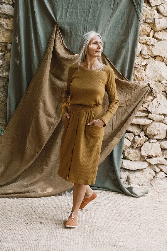 Jara Skirt Mustard denim skirt classic