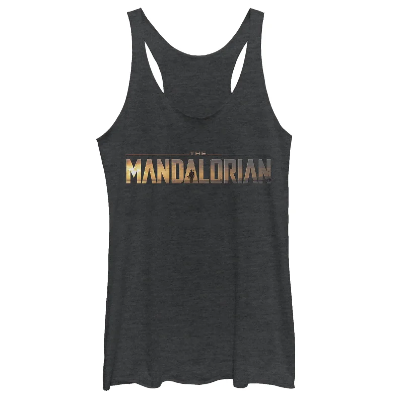 Women's Star Wars: The Mandalorian Silhouette Logo Racerback Tank Top beige tank top Women's Star Wars: The Mandalorian Silhouette Logo Racerback Tank Top beige tank top