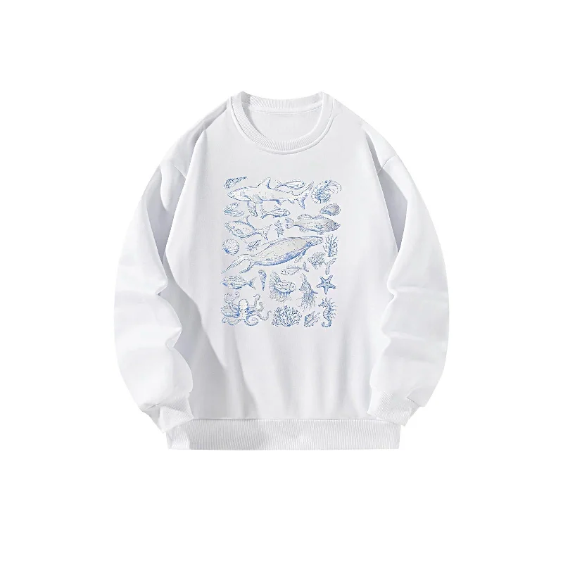 Maxbell Maxbell Women Crewneck Sweatshirt Winter Cute Tops for Daily Wear Shopping Going Out XL White Hoodie with Reflective Safety Nightwear