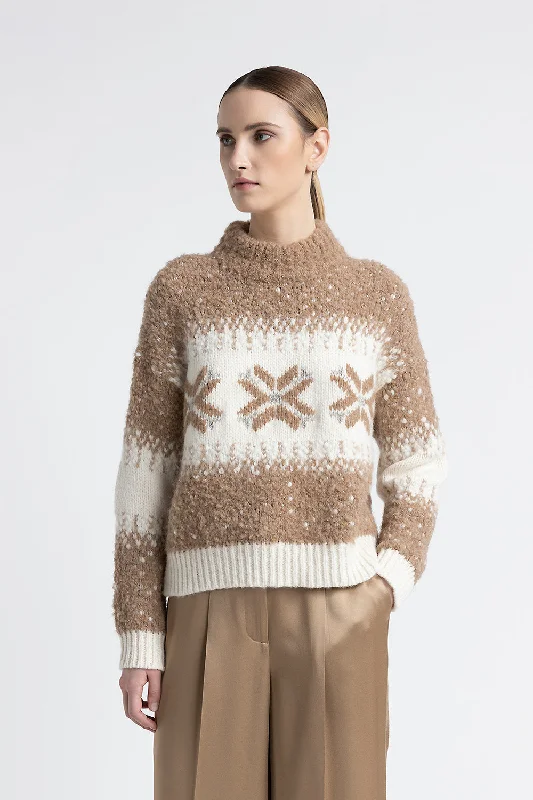 Alpaca, wool and sequin sweater Spandex Rayon Corduroy