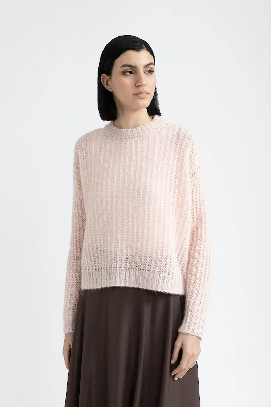 Alpaca and lurex crewneck sweater Mesh Sweater Canvas Denim