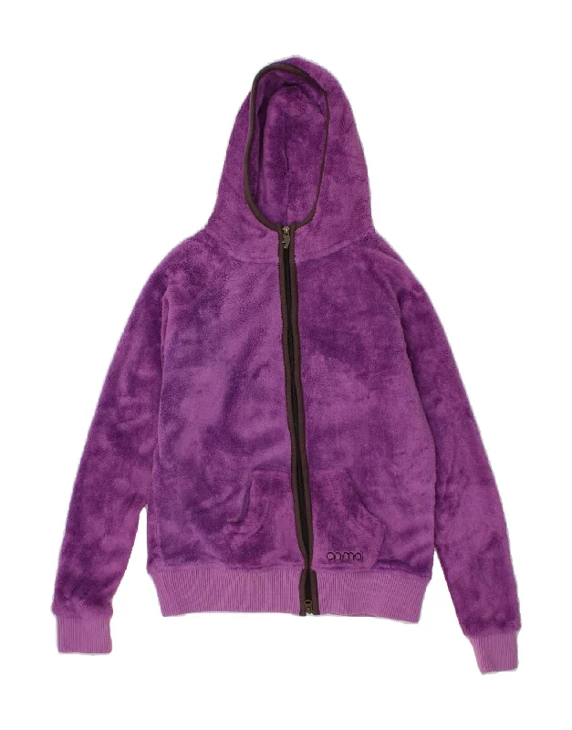 ANIMAL Womens Hooded Fleece Jacket UK 12 Medium Purple Polyester Oversized Jacket Tailored Jacket Straight Jacket ANIMAL Womens Hooded Fleece Jacket UK 12 Medium Purple Polyester Oversized Jacket Tailored Jacket Straight Jacket