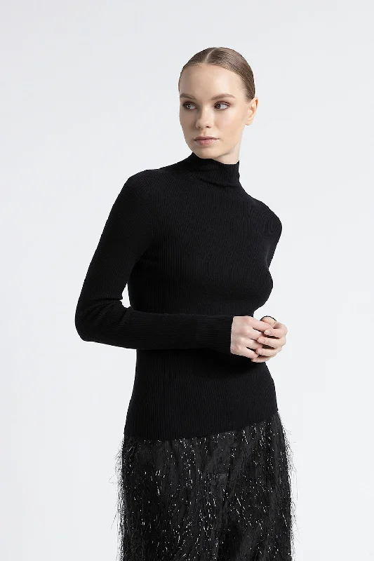 Pure new wool high neck sweater Notch Collar Peter Pan Collar Cowl Neck
