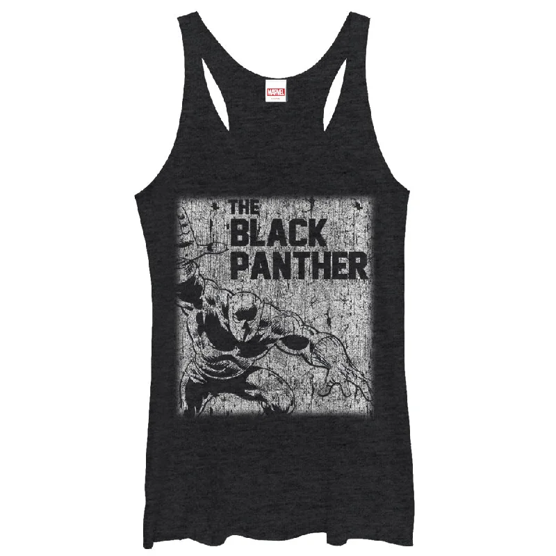 Women's Marvel Black Panther Chalk Print Racerback Tank Top lace back tank