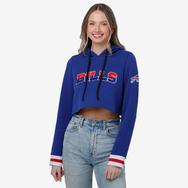 Buffalo Bills Womens Cropped Chenille Hoodie Hoodie with Pocket Utility Practical