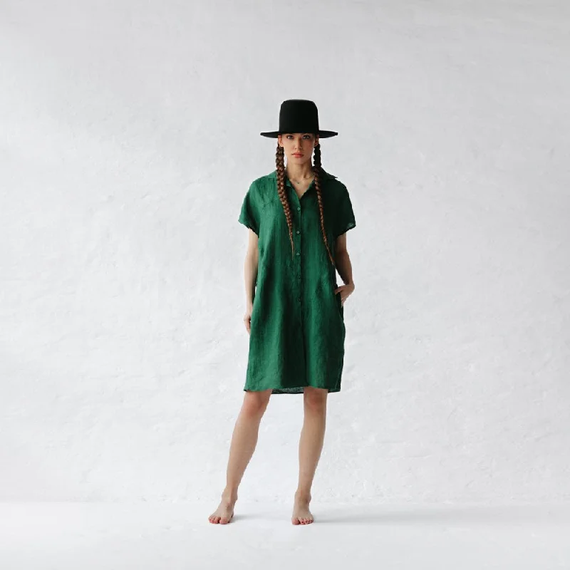 Jovi linen dress in green by Seaside Tones Tunics Yoga stretchy