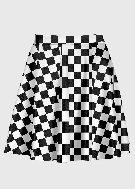 Checkered Print High Waist Skirt chiffon skirt airy