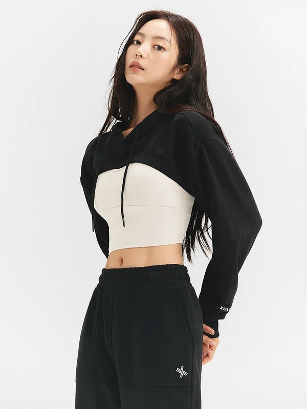 Layered Hood Sweatshirt Hoodie with Fur Luxurious Winter
