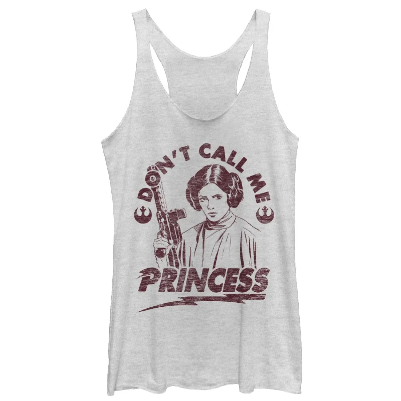 Women's Star Wars Leia Don't Call Me Princess Racerback Tank Top high neck tank