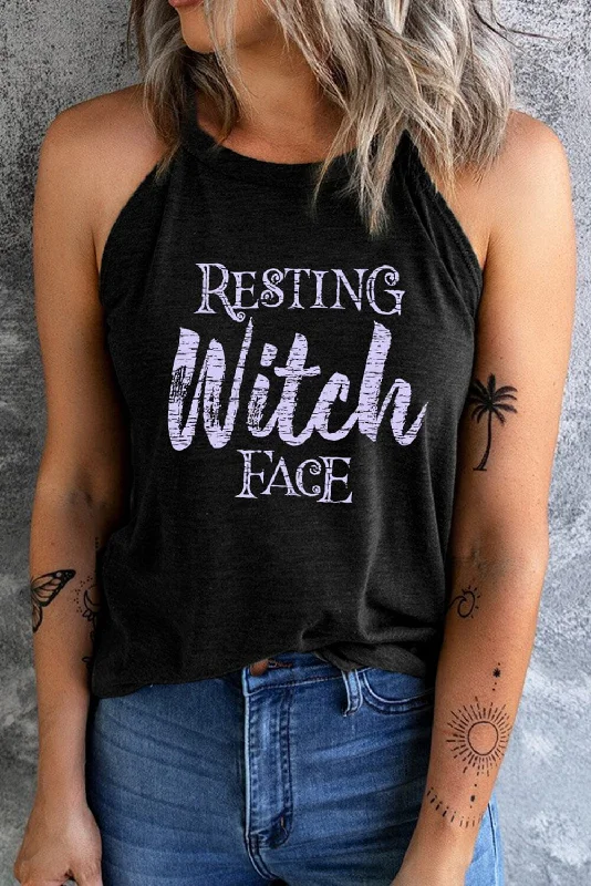 RESTING WITCH FACE Graphic Tank Top cherry red tank