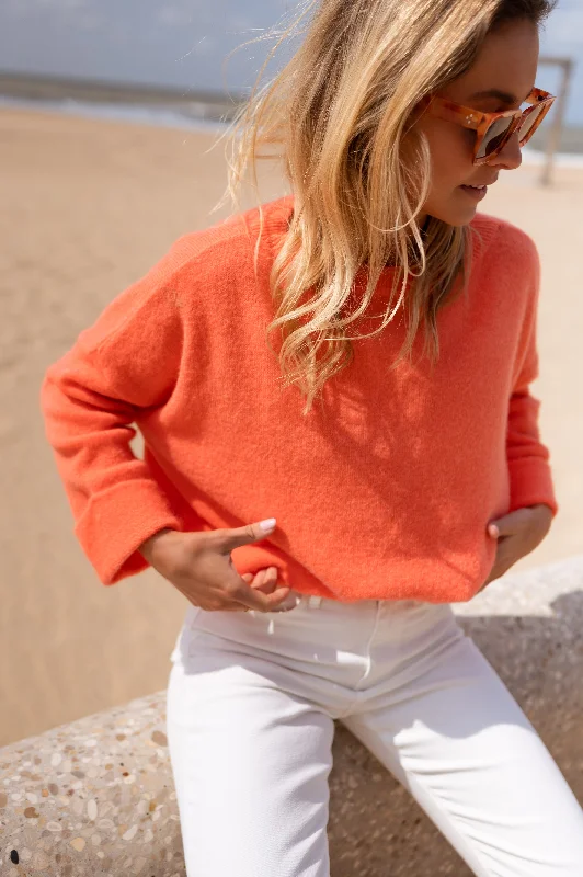 Orange Jena Sweater Stretchy Elastic Breathable