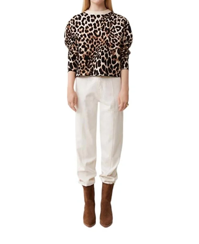 Paleo Sweater In Camel Mesh Blend Leather Blend Suede Blend
