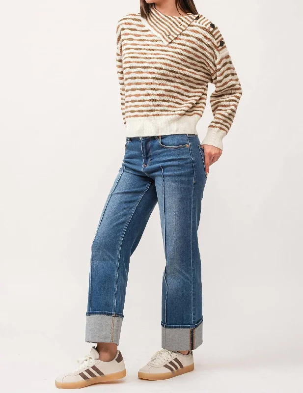 Ingrid Sweater In Cafe Stripe Sweater Knitwear Pullover