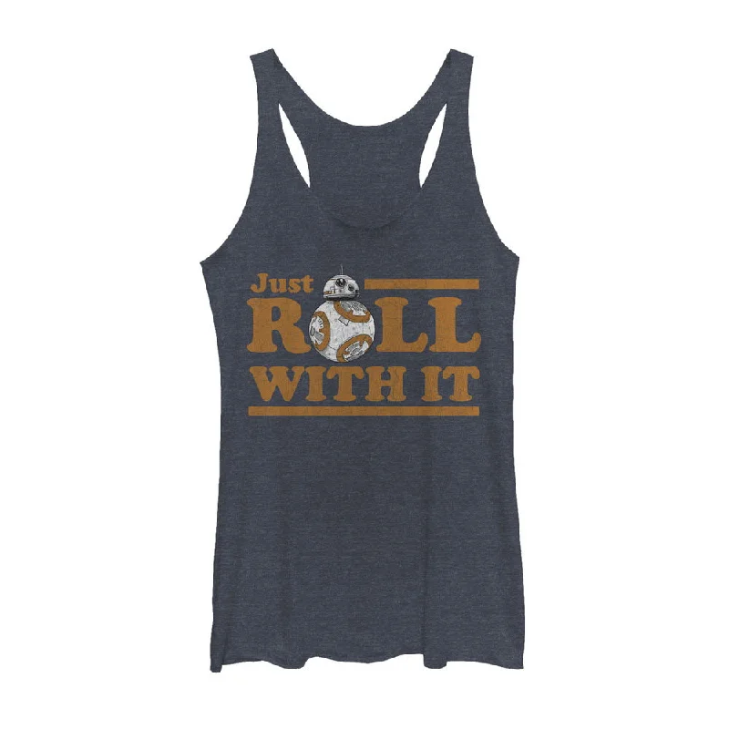 Women's Star Wars The Last Jedi BB-8 Just Roll Racerback Tank Top spandex blend tank Women's Star Wars The Last Jedi BB-8 Just Roll Racerback Tank Top spandex blend tank