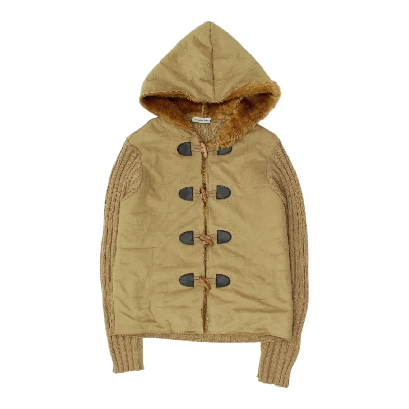 Clockhouse Womens Brown Toggle Knit Hooded Jacket | Designer Hoodie Coat Nylon Jacket Polyester Jacket Spandex Jacket Clockhouse Womens Brown Toggle Knit Hooded Jacket | Designer Hoodie Coat Nylon Jacket Polyester Jacket Spandex Jacket