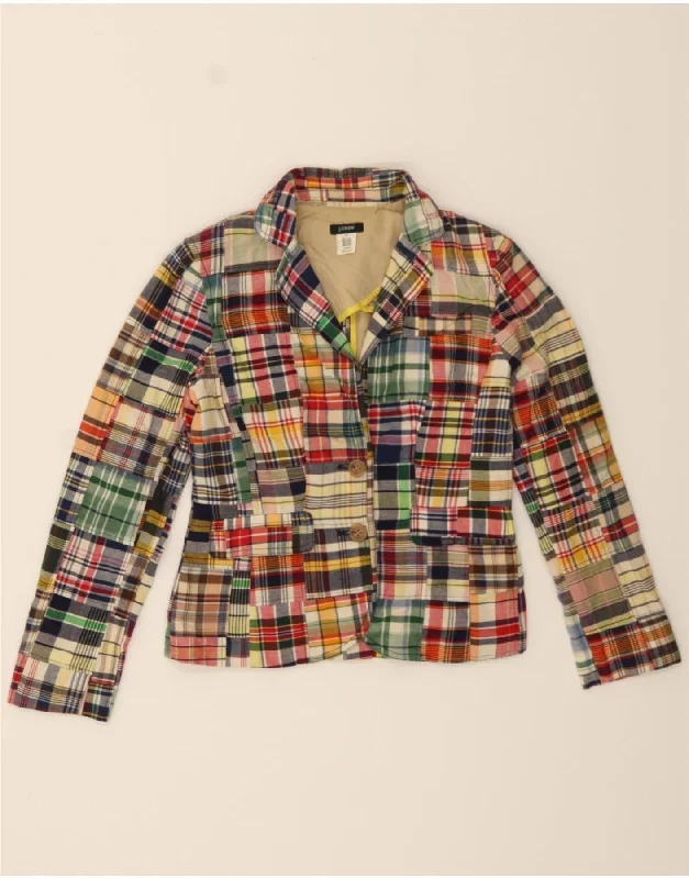 J. CREW Womens 2 Button Crop Blazer Jacket UK 6 XS Multicoloured Patchwork Fleece Fabric Down Fabric Feather Fabric J. CREW Womens 2 Button Crop Blazer Jacket UK 6 XS Multicoloured Patchwork Fleece Fabric Down Fabric Feather Fabric