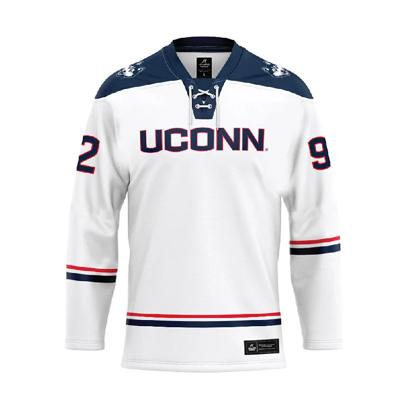 UConn - NCAA Women's Ice Hockey : Ashley Allard - White Hockey Jersey Recycled Jersey Tee UConn - NCAA Women's Ice Hockey : Ashley Allard - White Hockey Jersey Recycled Jersey Tee