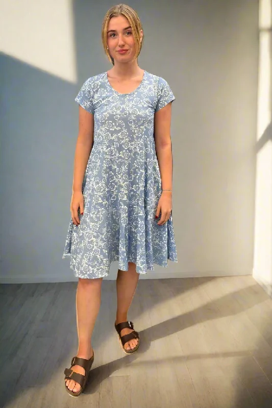 Short Sleeved cotton dress blue by 3303 By Saint Lori Tunics Luxurious high-end