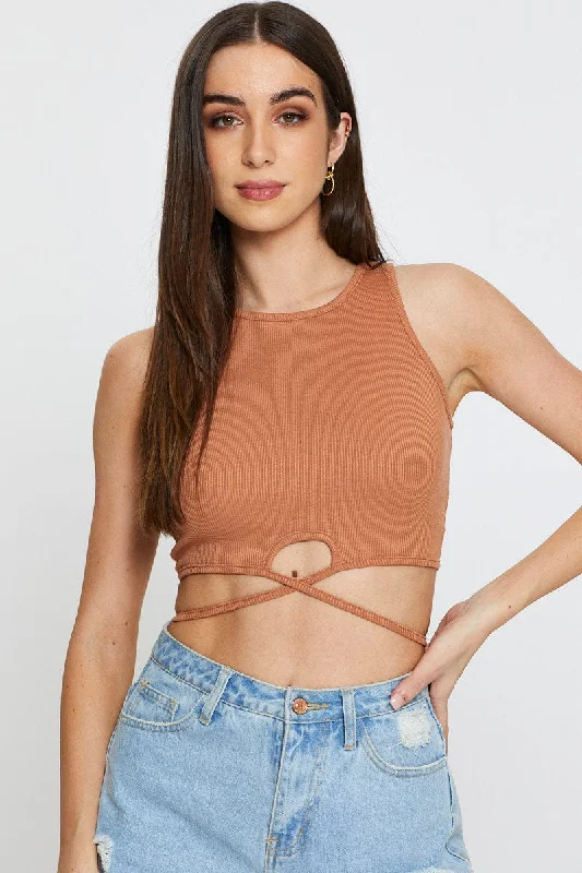 Beige Crop Top Beaded Sequined Faux Fur