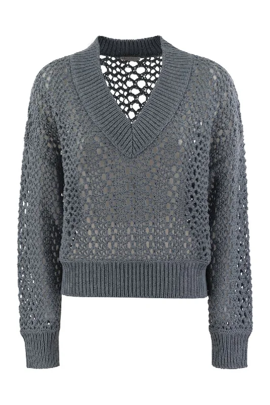 Mesh jersey in techno cotton Striped Jersey Top