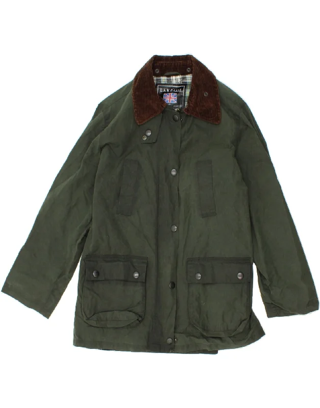 LAKELINE Womens Waxed Cotton Jacket UK 14 Medium Green A-Line Jacket Boat Neck Shawl Collar LAKELINE Womens Waxed Cotton Jacket UK 14 Medium Green A-Line Jacket Boat Neck Shawl Collar