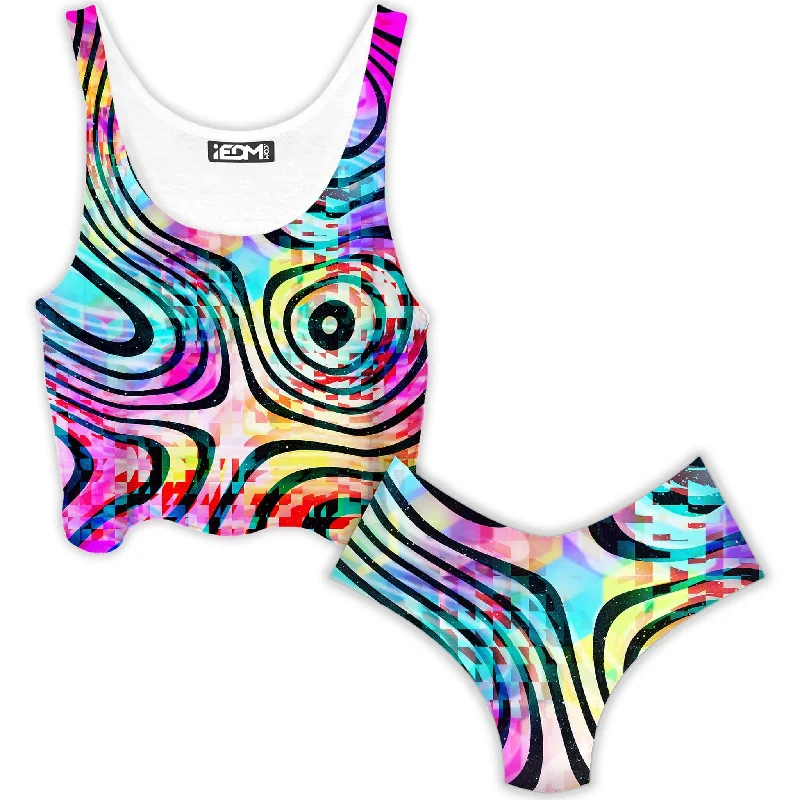 Psytrance Crop Top and Booty Shorts Combo Cozy Warm Stylish