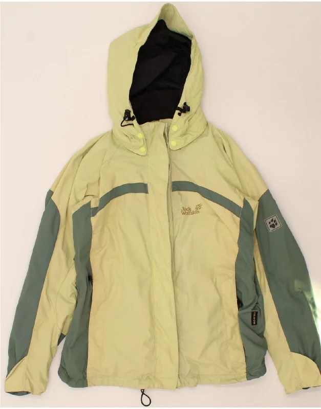 JACK WOLFSKIN Womens Windbreaker Jacket UK 12/14 Medium Yellow Colourblock Corduroy Jacket Velvet Jacket Brocade Jacket