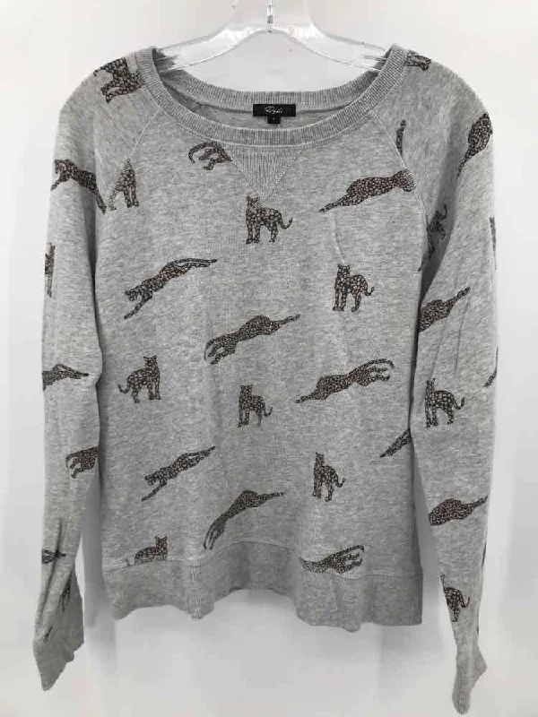 Pre-Owned Rails Grey Size Small Printed Sweatshirt Hoodie with Hem Contrast Bold Stylish