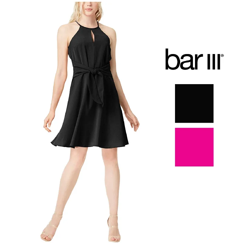 Bar III Womens Tie-Waist Halter Dress Tunics Silk luxurious